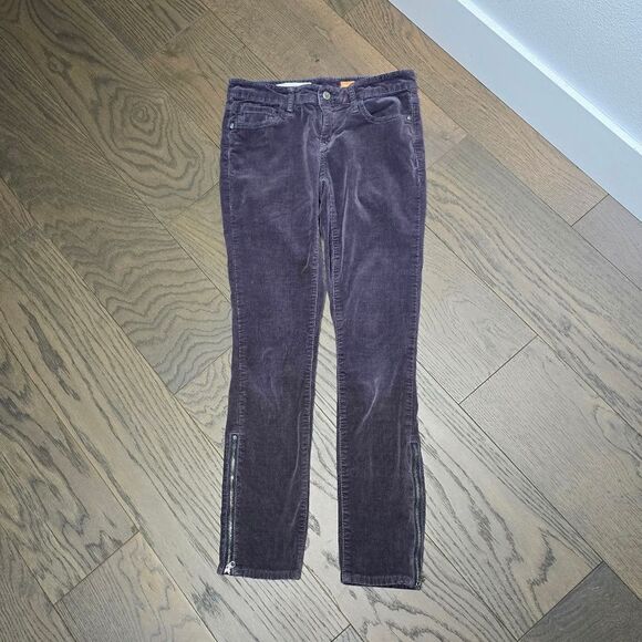 Anthro Pilcro Stet Low Rise Skinny Corduroy Ankle Zip Pants in Gray - Picture 2 of 14